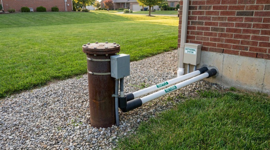 Open-loop geothermal well-water system at a home