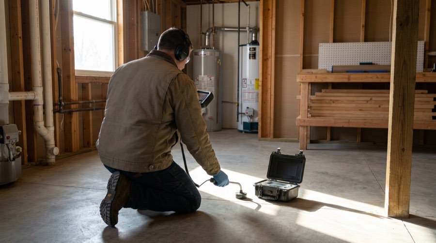 Slab Leak Detection — Wind Bender furnace installation